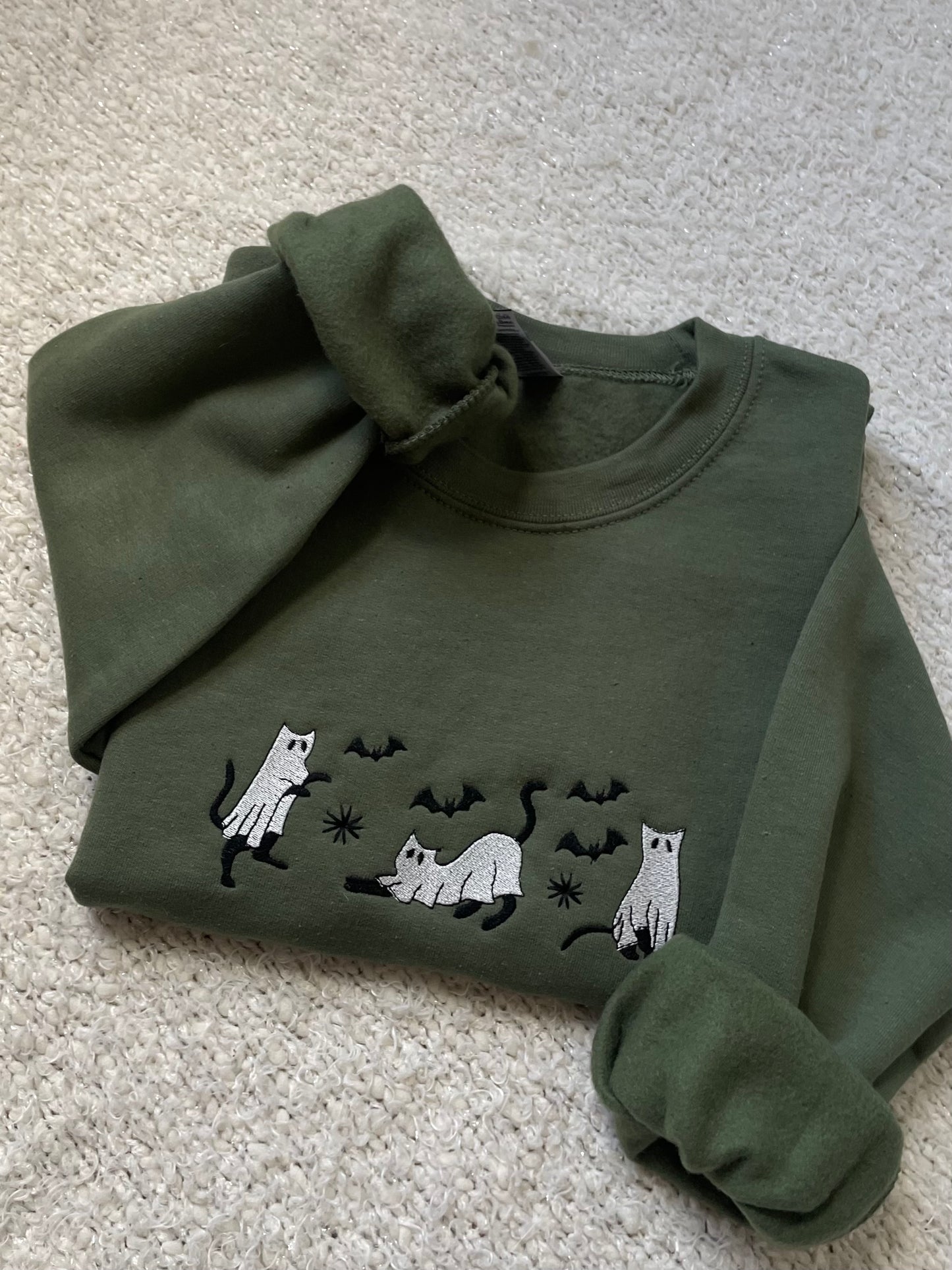 cat ghost embroidered halloween sweater