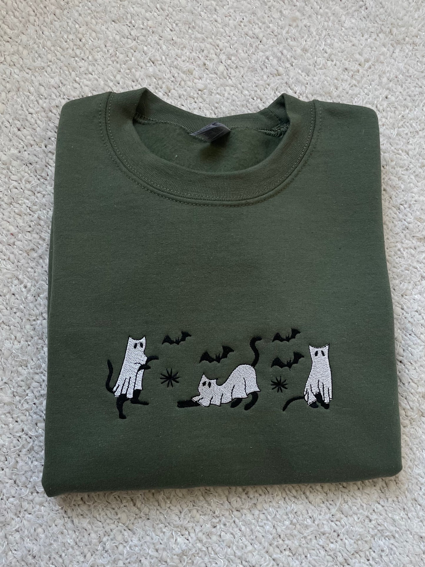 cat ghost embroidered halloween sweater