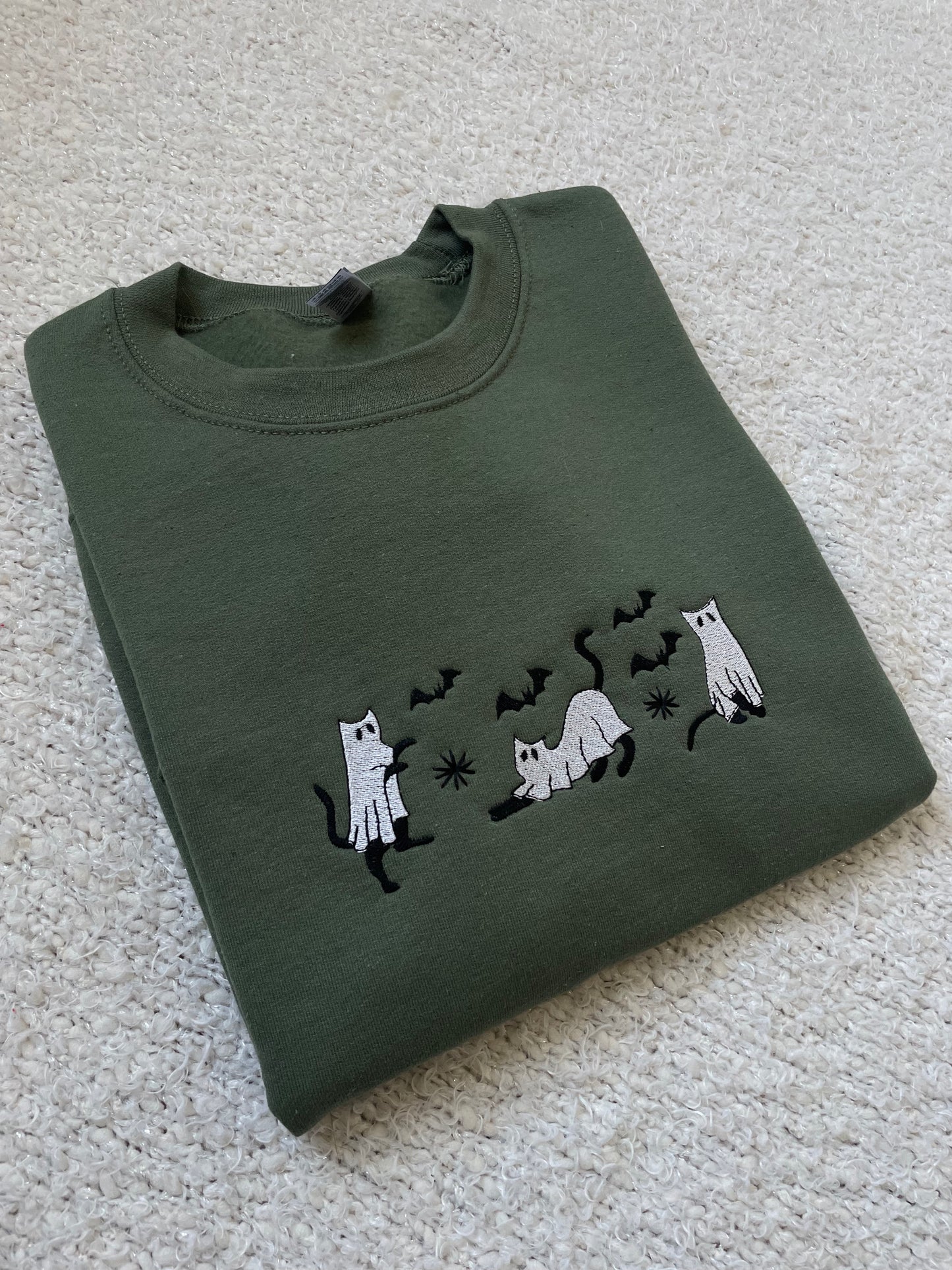 cat ghost embroidered halloween sweater