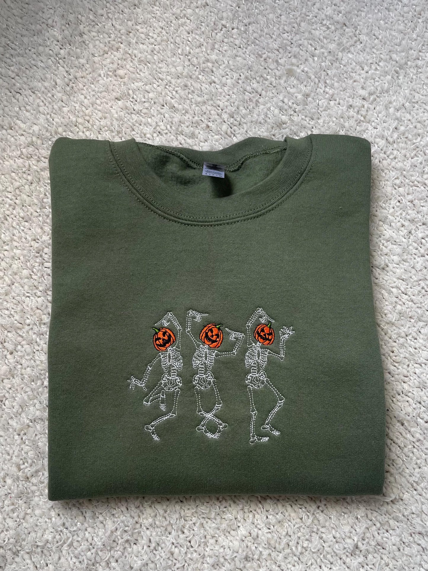 dancing pumpkins embroidered halloween sweater - cozy fall sweater