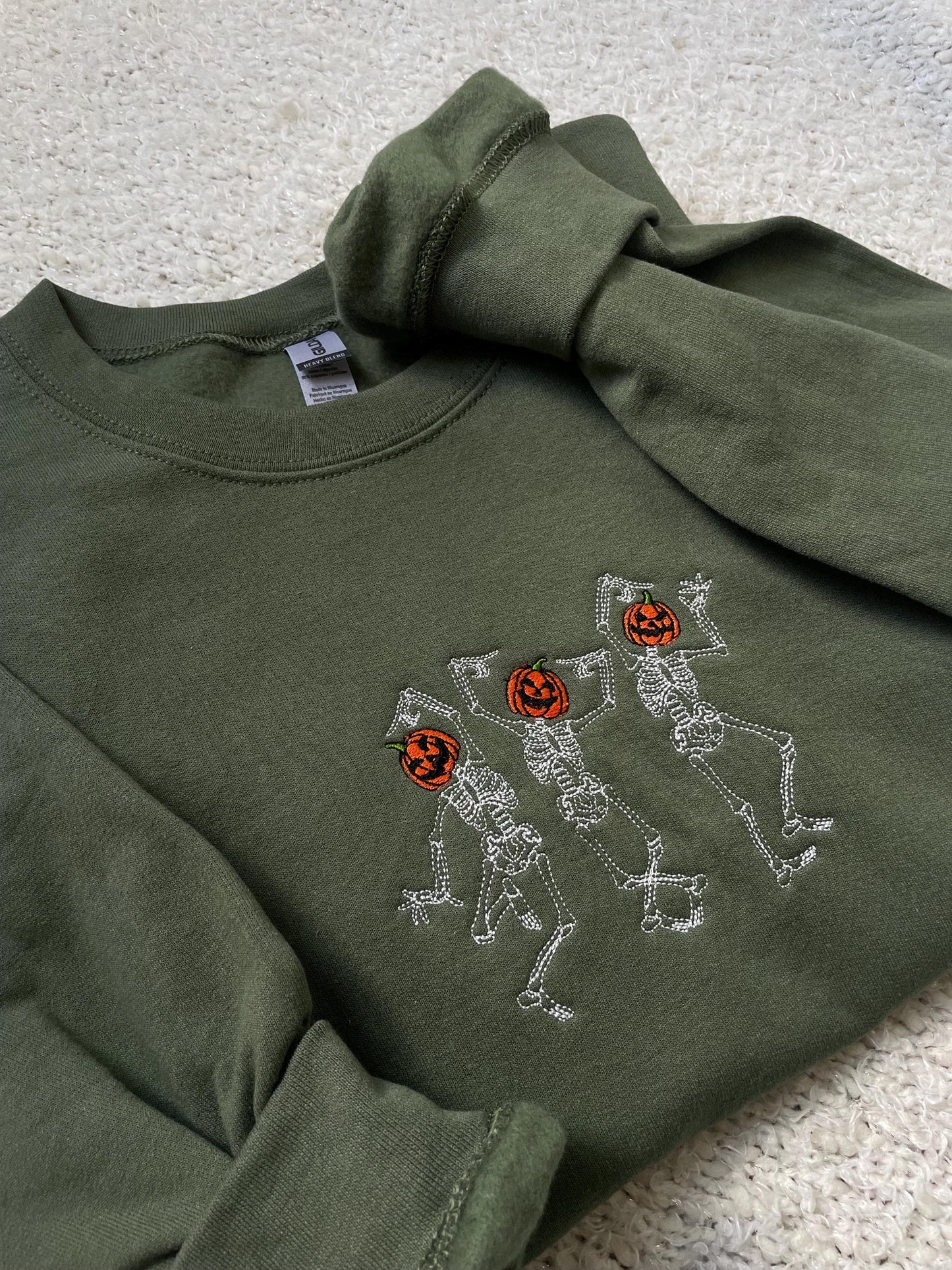 dancing pumpkins embroidered halloween sweater - cozy fall sweater