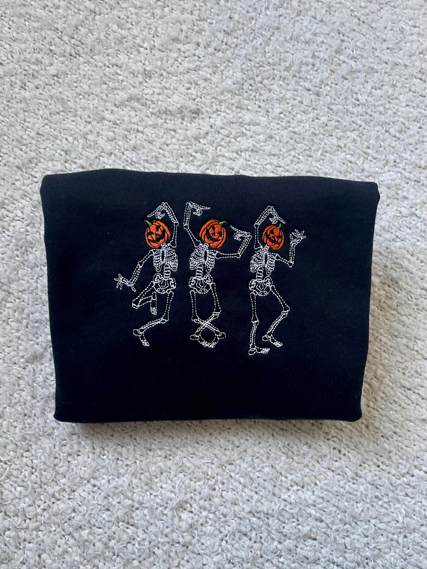 dancing pumpkins embroidered halloween sweater - cozy fall sweater