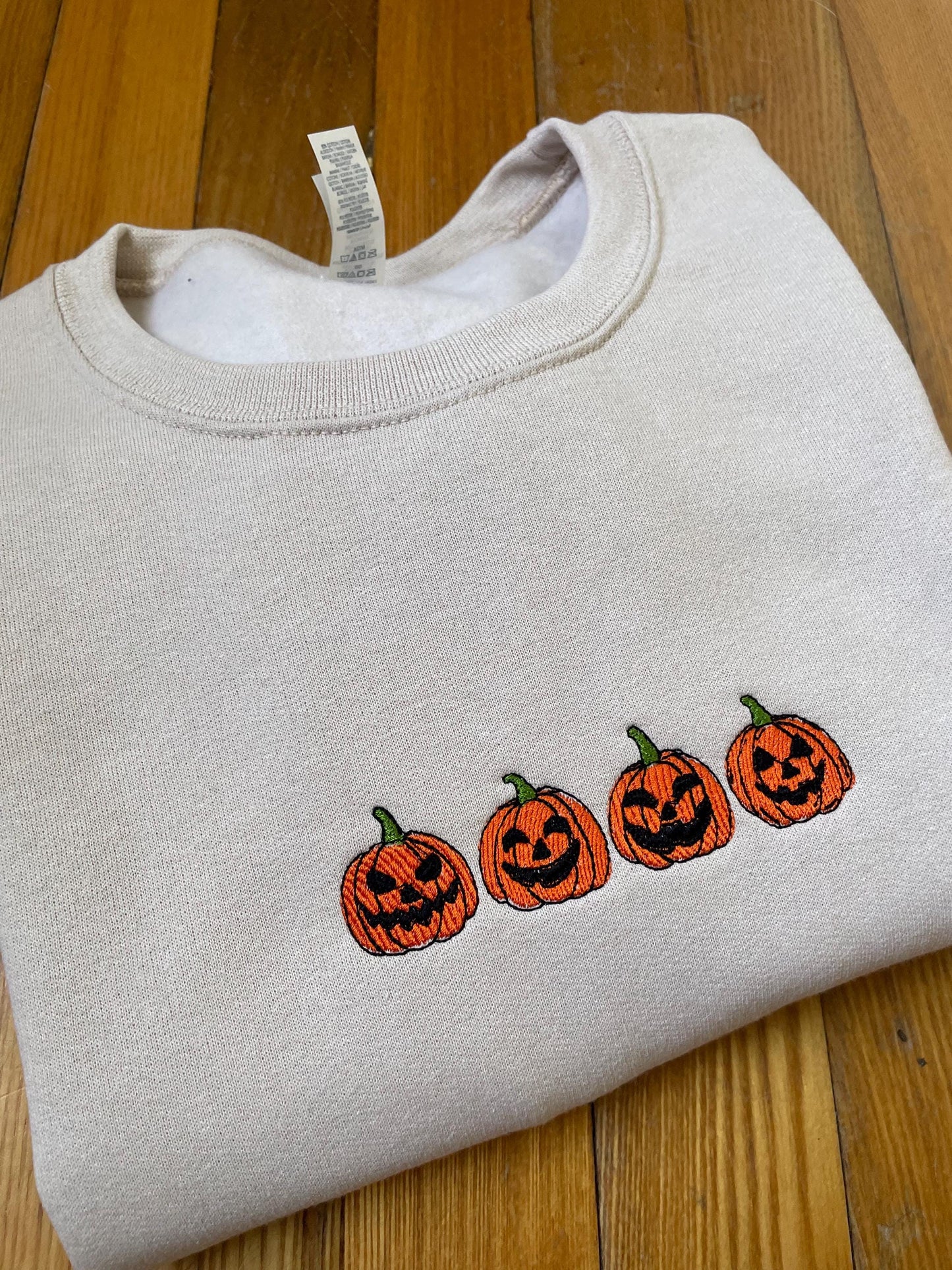 embroidered pumpkin sweater - cozy fall sweater