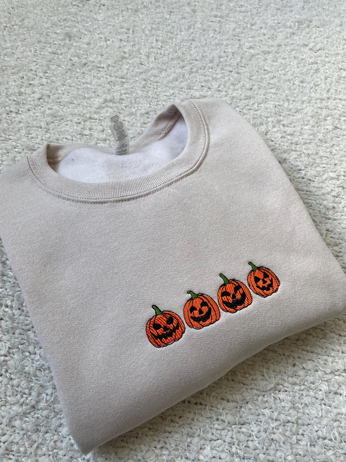 embroidered pumpkin sweater - cozy fall sweater