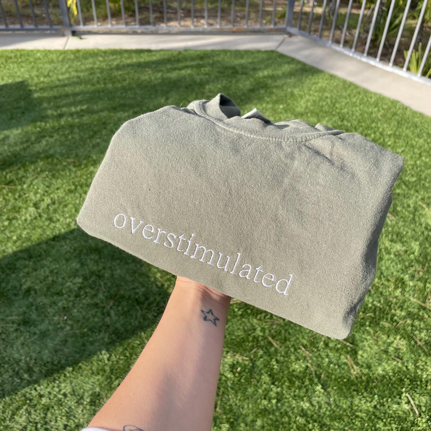 overstimulated shirt - embroidered comfort colors t-shirt