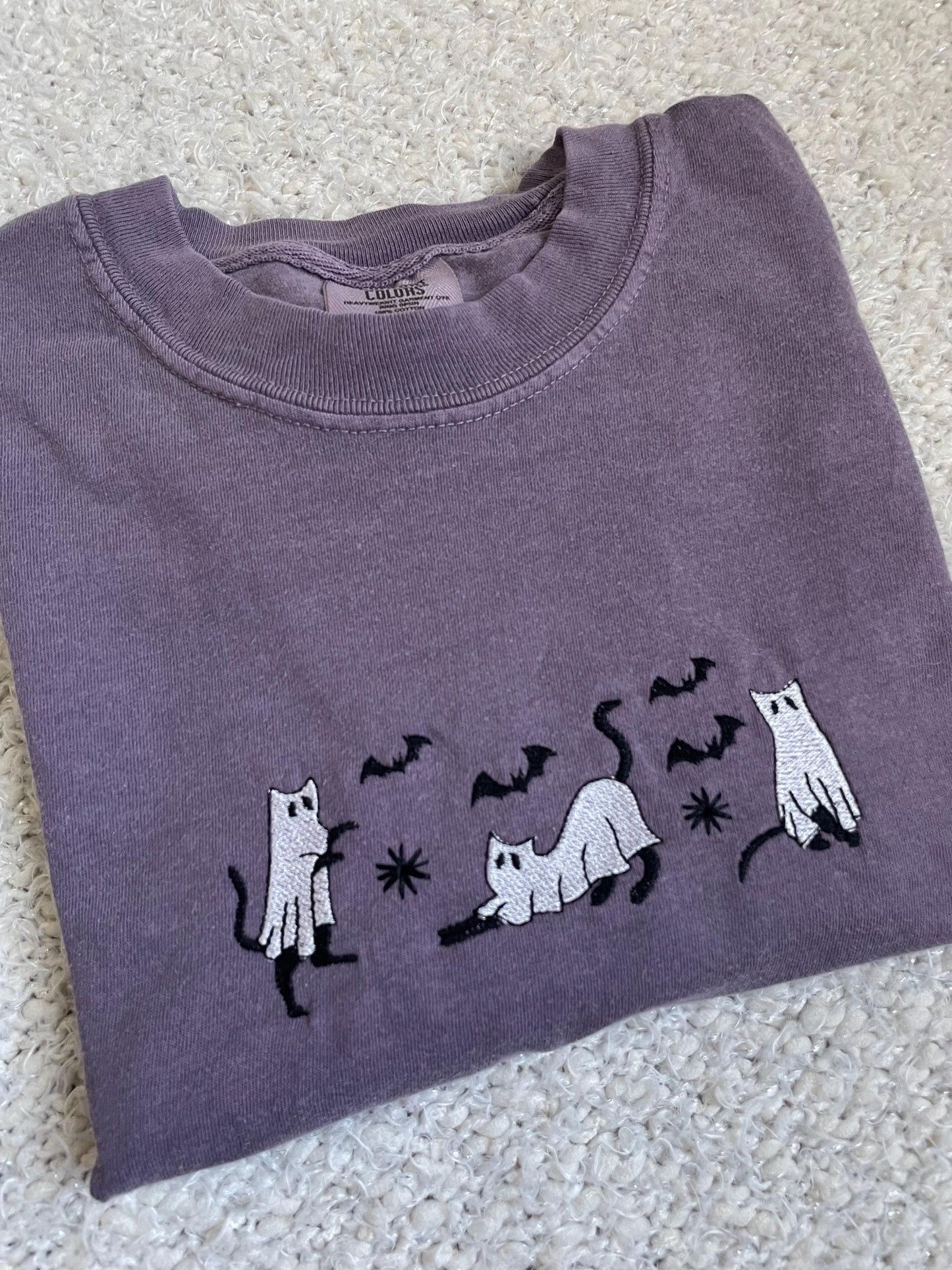 embroidered halloween cat shirt - cat ghost - autumn outfit - halloween shirt - ghost shirt - cat shirt - comfort colors