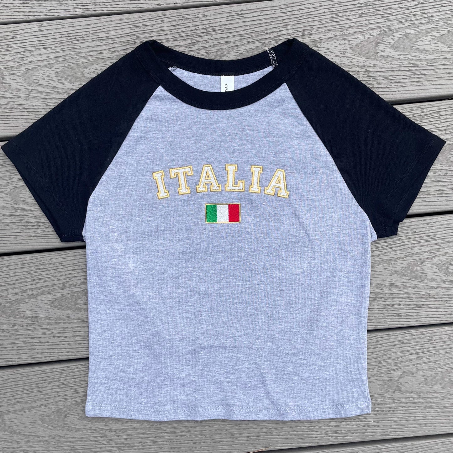 Italia Baby Tee - crop top - cropped top - embroidered - italy - italian pride - growing up italian - trendy