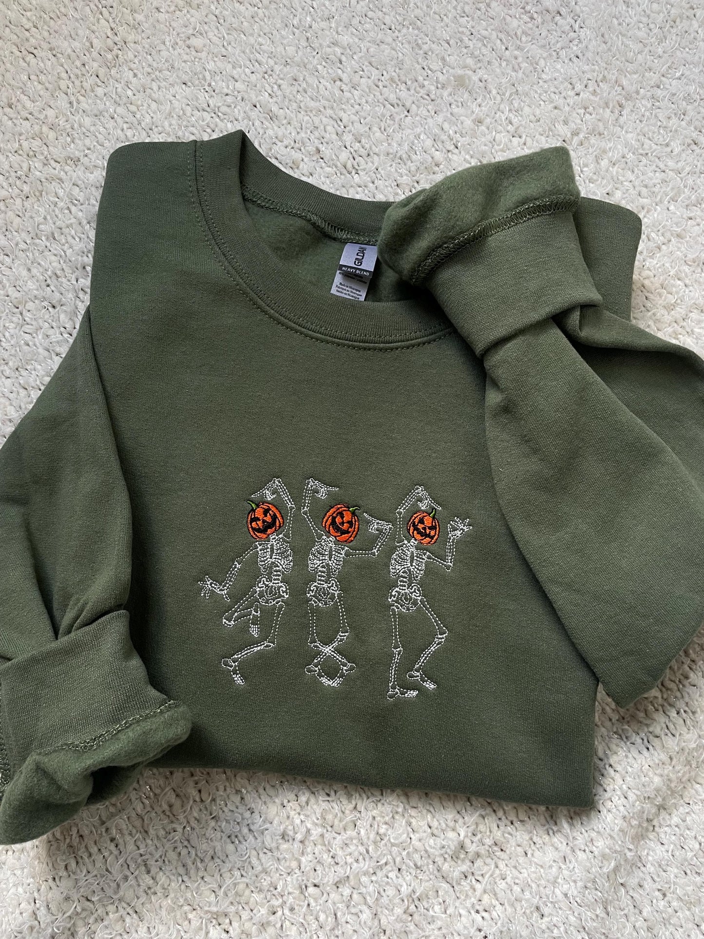 dancing pumpkins embroidered halloween sweater - cozy fall sweater