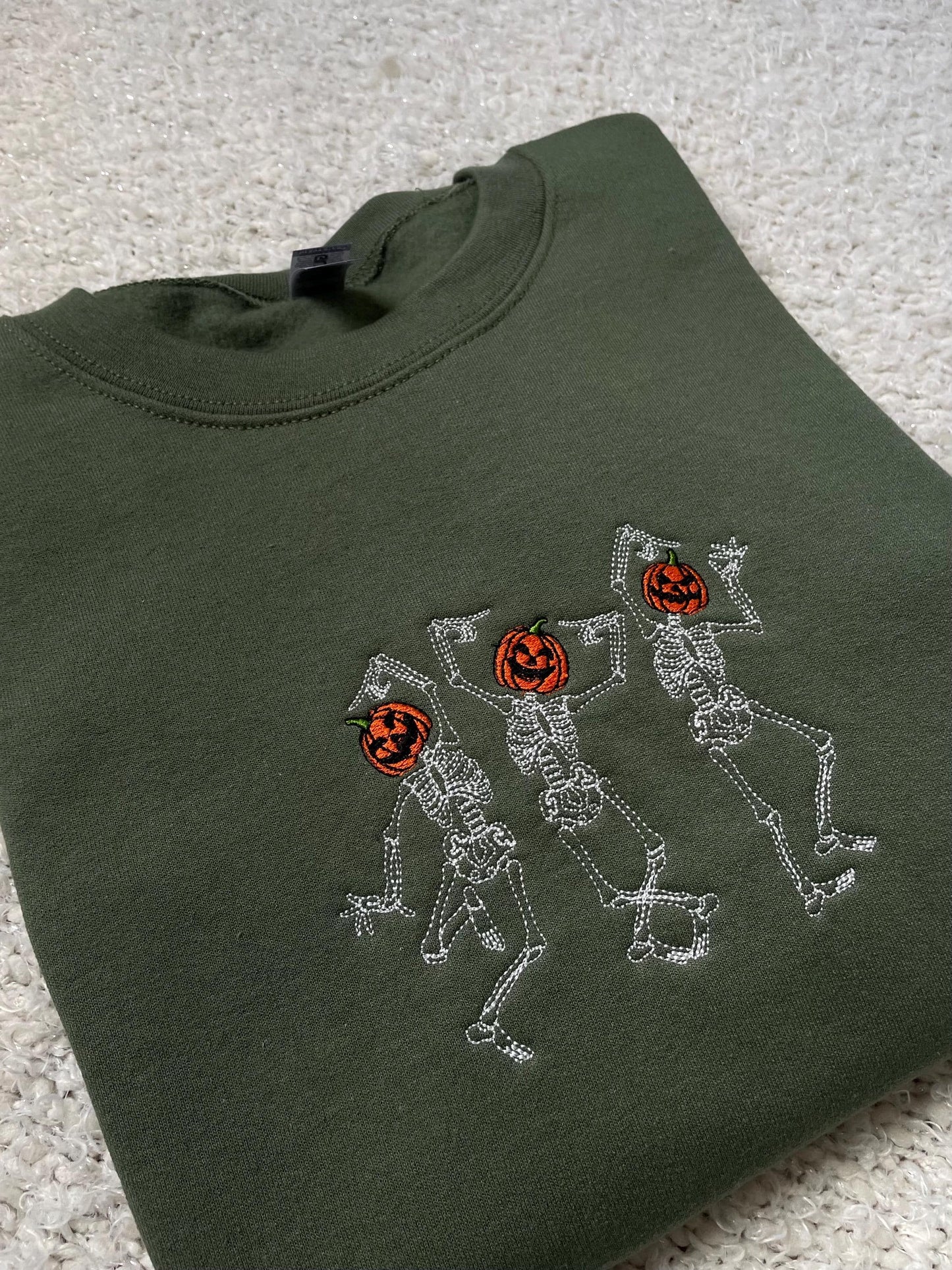 dancing pumpkins embroidered halloween sweater - cozy fall sweater