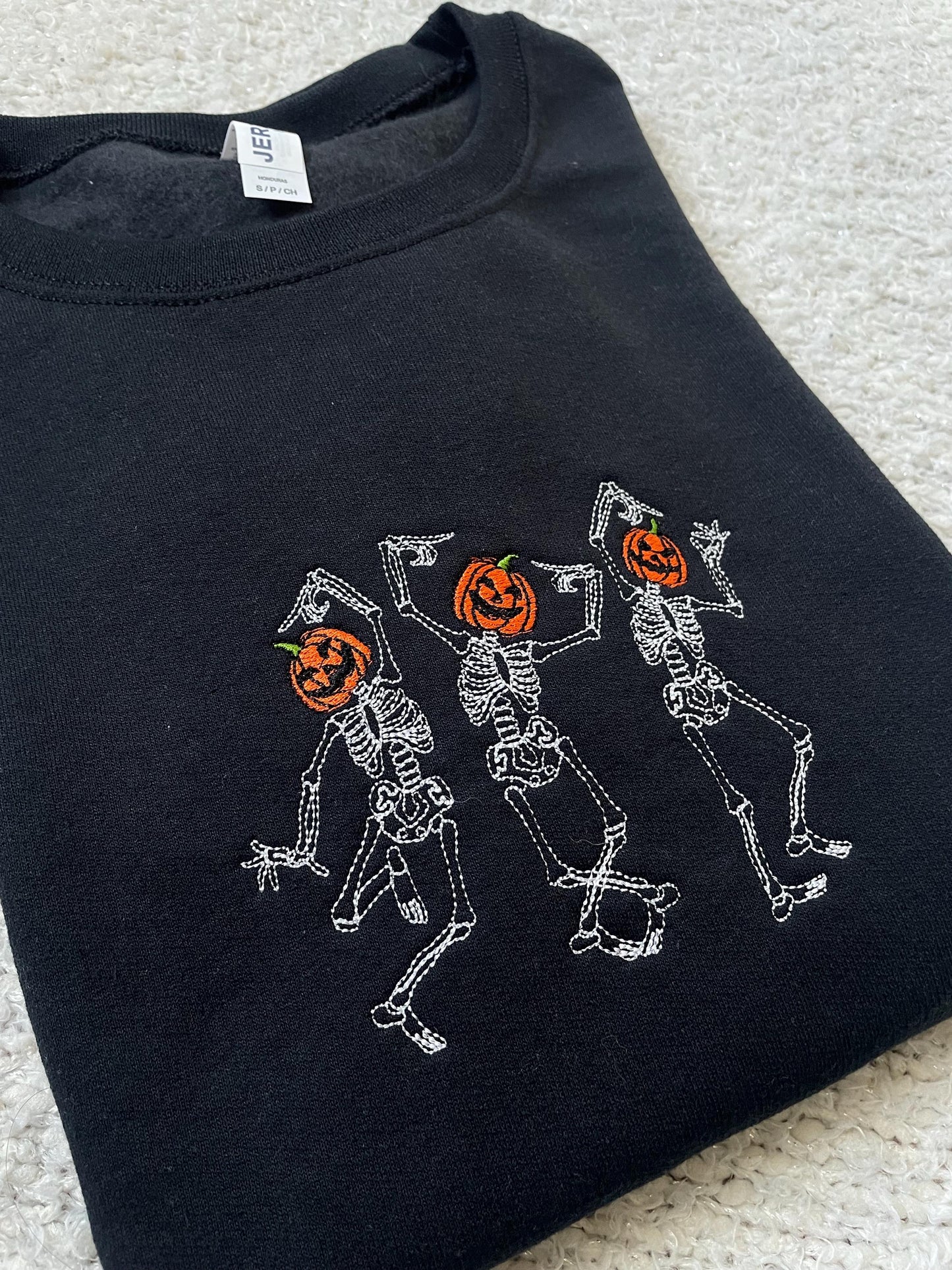 dancing pumpkins embroidered halloween sweater - cozy fall sweater