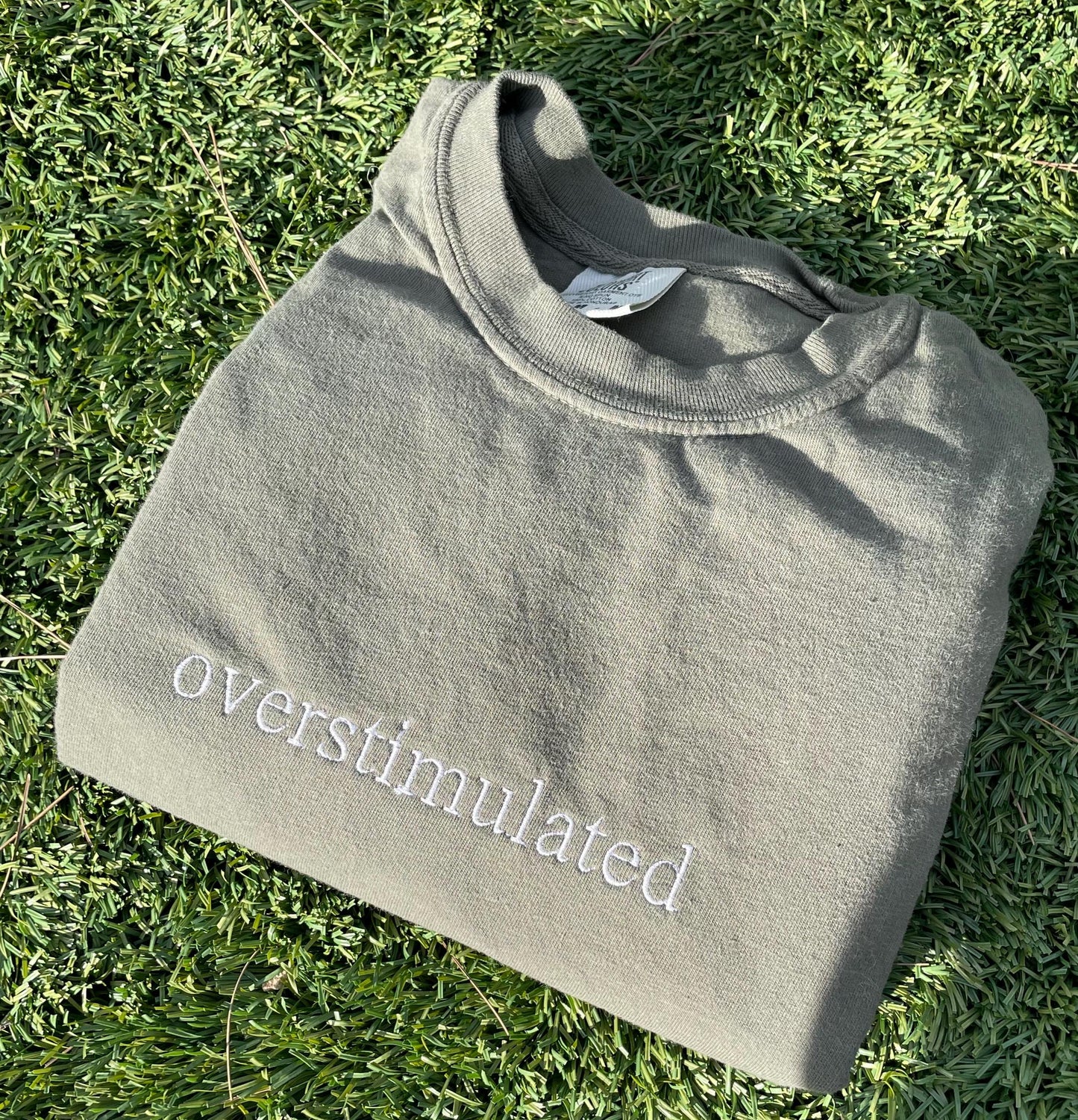 overstimulated shirt - embroidered comfort colors t-shirt