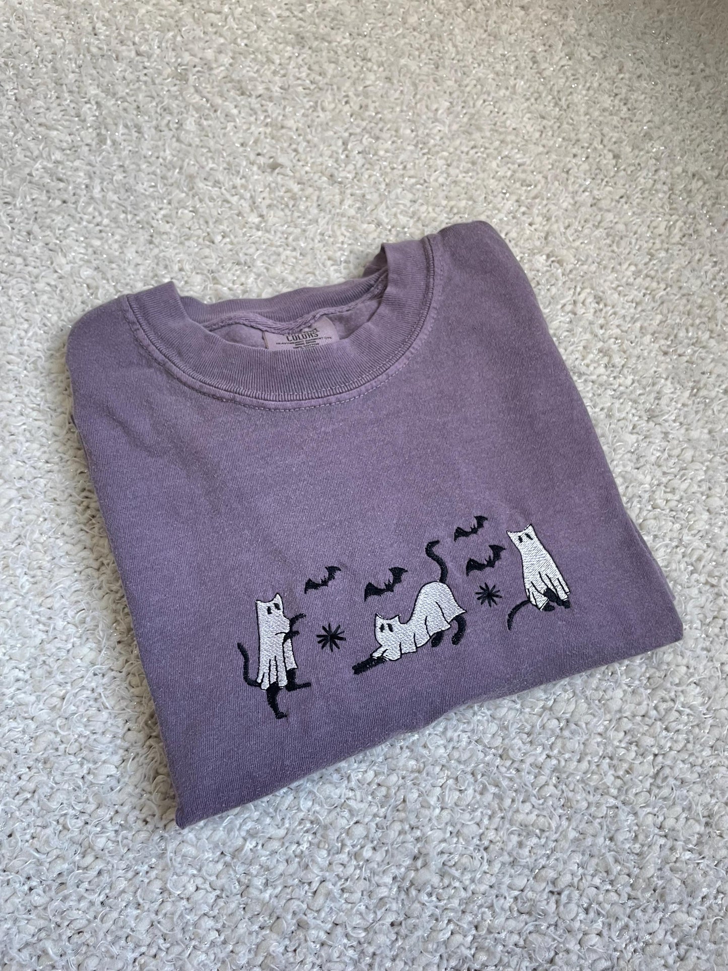 embroidered halloween cat shirt - cat ghost - autumn outfit - halloween shirt - ghost shirt - cat shirt - comfort colors