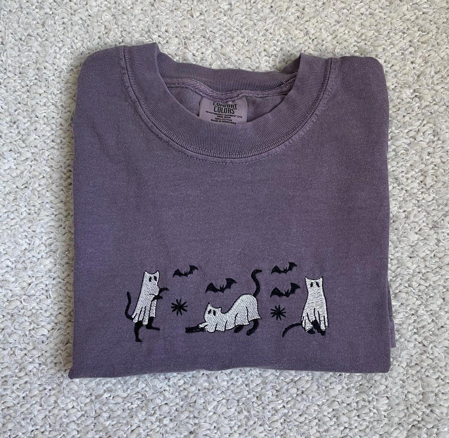 embroidered halloween cat shirt - cat ghost - autumn outfit - halloween shirt - ghost shirt - cat shirt - comfort colors